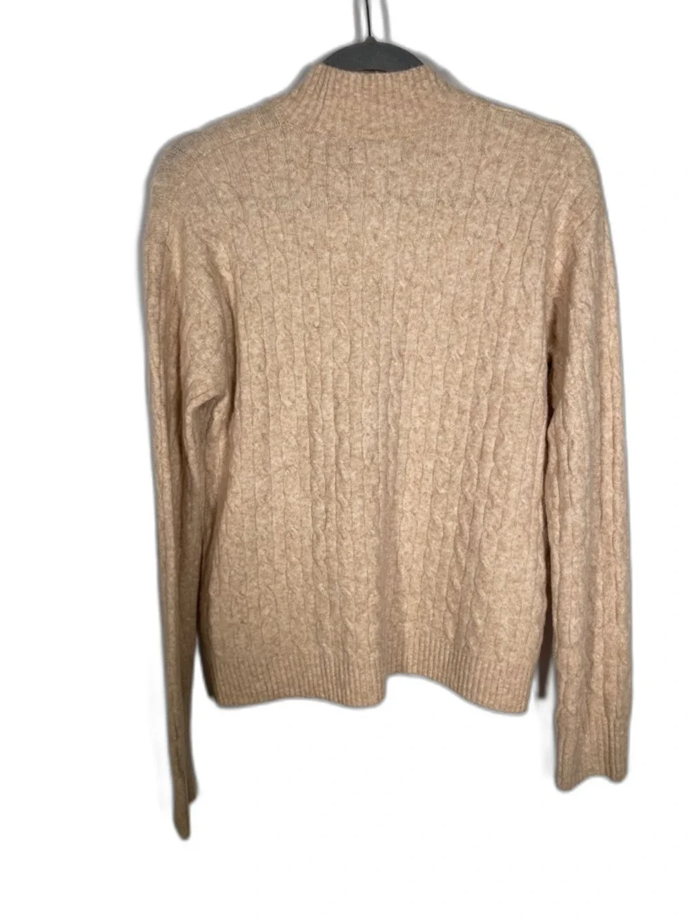 J. CREW WOMENS WOOL BLEND CABLE KNIT MOCK NECK SWEATER CREAM LARGE BU741